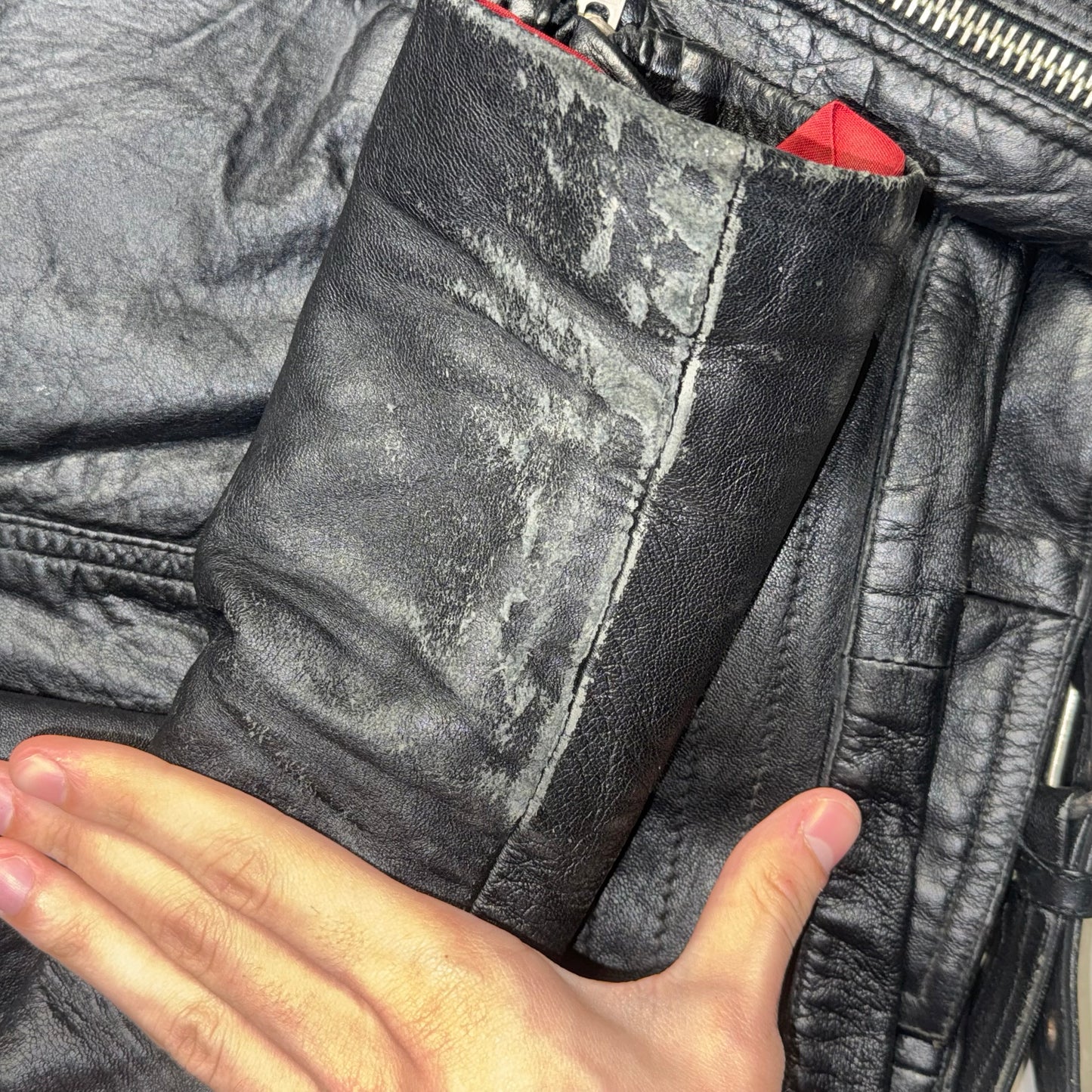 Vintage biker leather jacket M-L