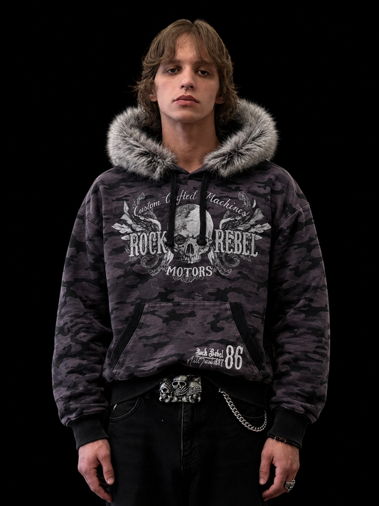Rock Rebel Fur Hooded hoodie