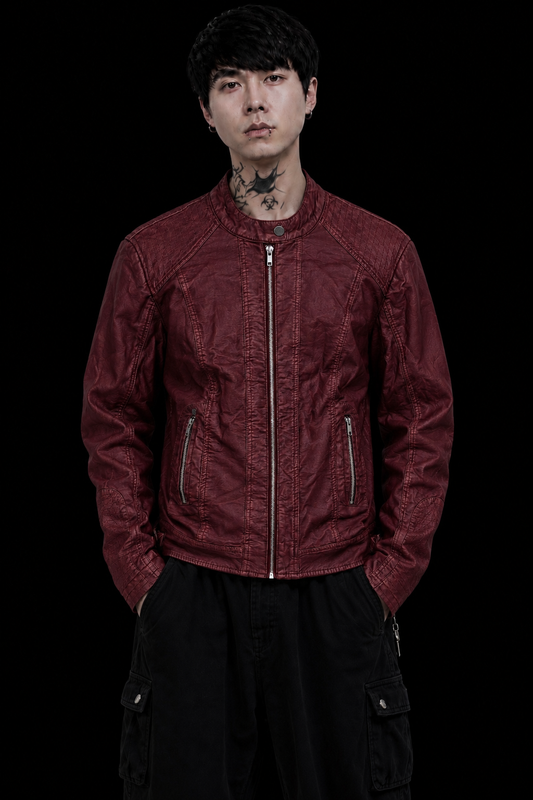 Blood Red Racer Leather Jacket
